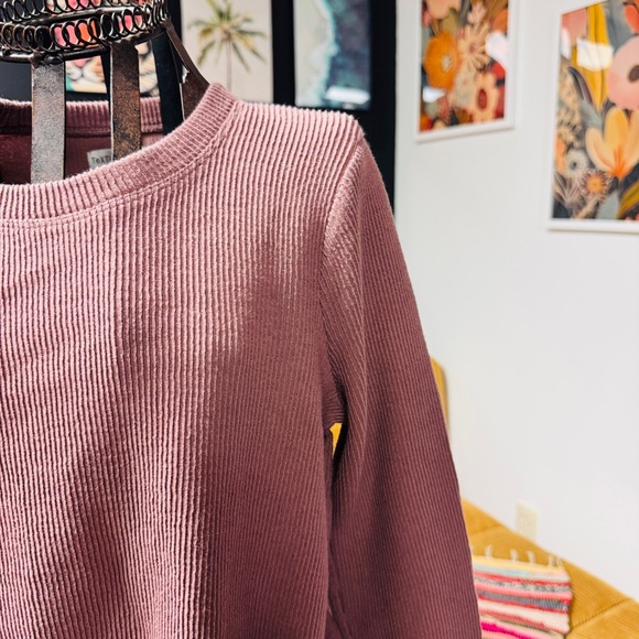 Madewell | Texture & Thread | mauve ribbed long sleeve top | XS - Picture 3 of 6